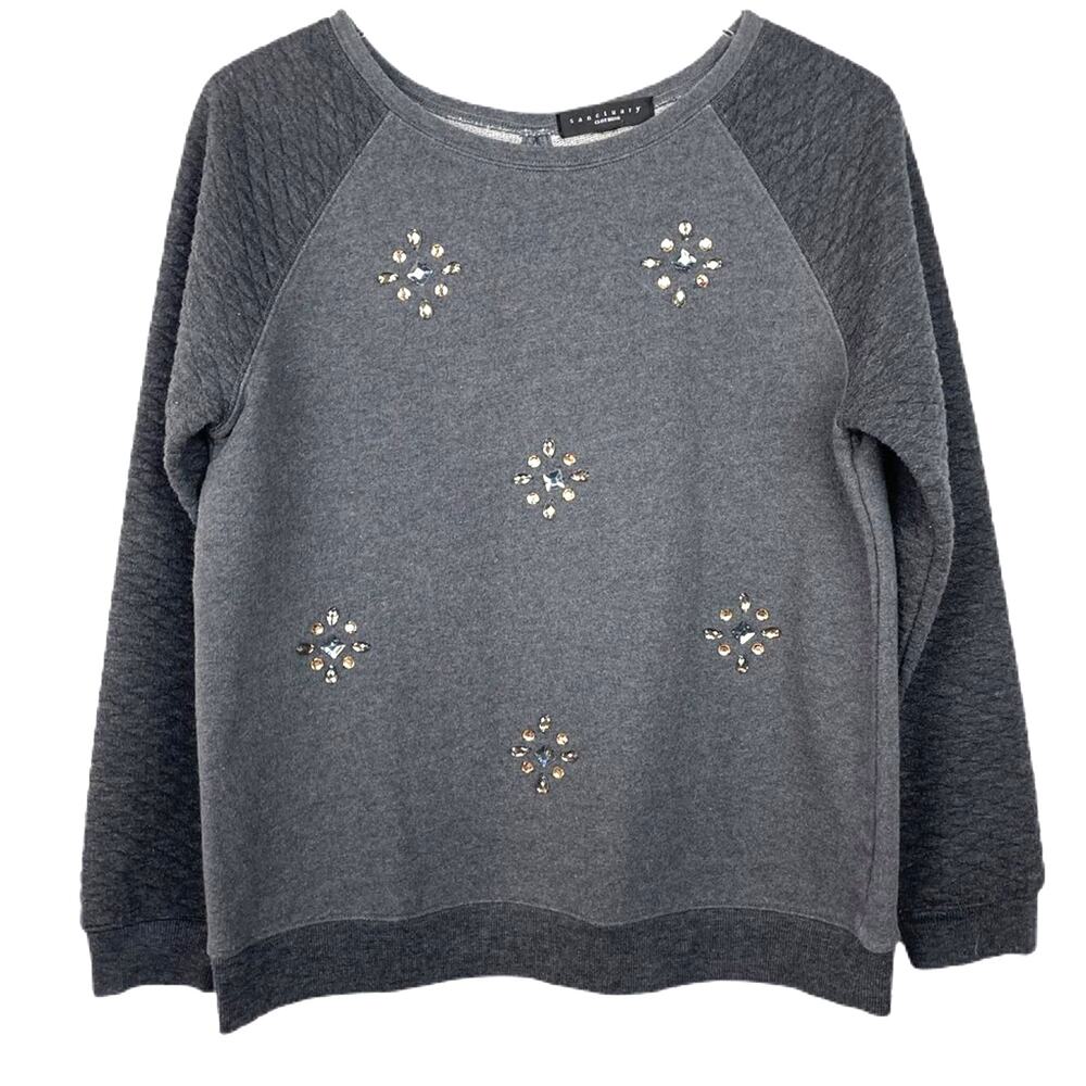 Sanctuary Embellished Quilted Sweatshirt Sz S